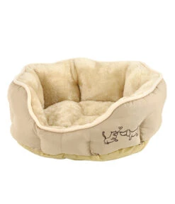 Dehner Lieblinge Kuschelbett Sammy, Oval, Beige