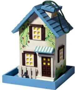 Dobar® Wildlife Vogelhaus Spring, Kiefer, Blau/weiß, Ca. B18/H23/T18 Cm